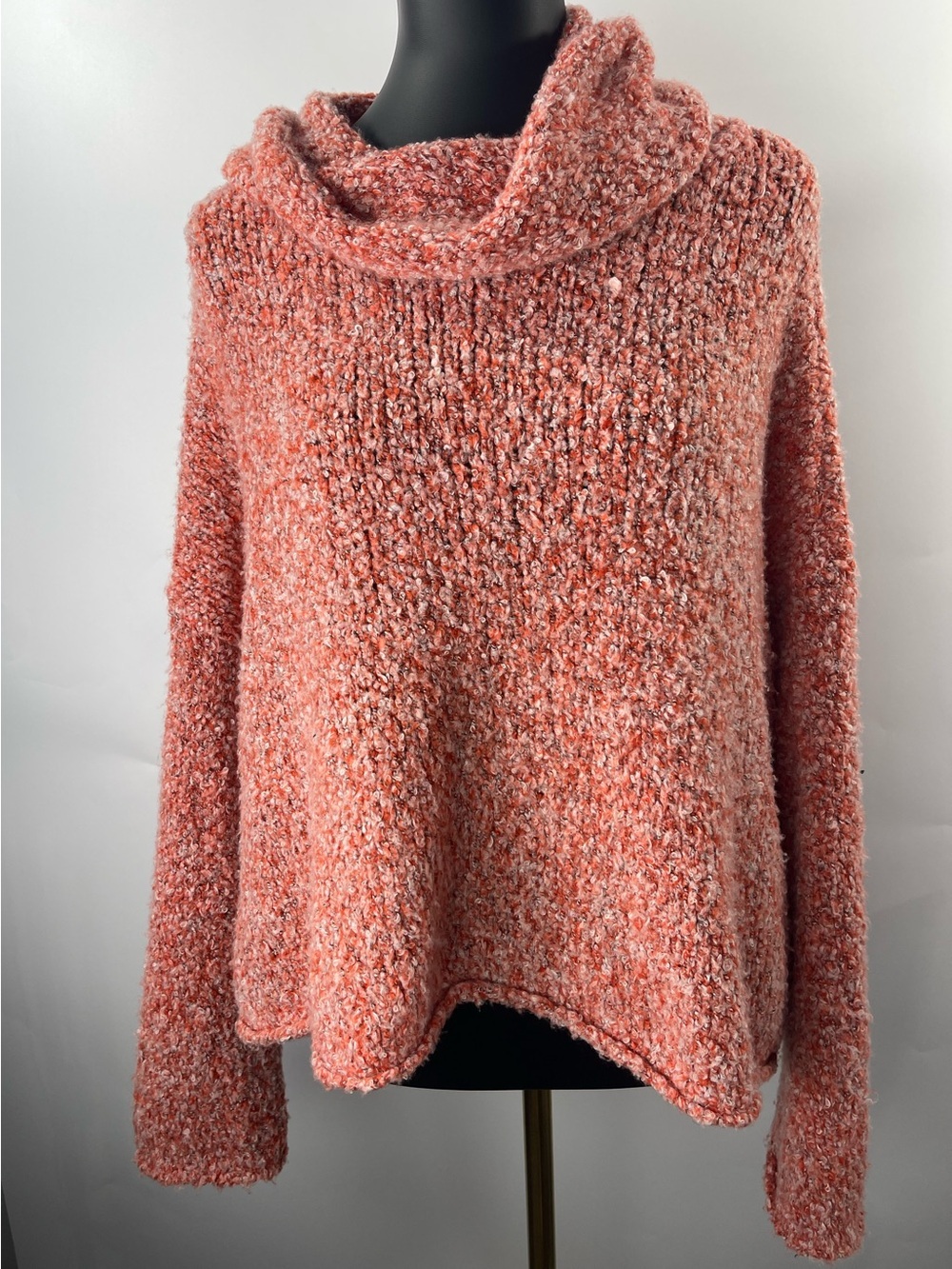 Free People BFF Cowl Neck Boxy Oversized Sweater in Scarlet Flame Sz Small